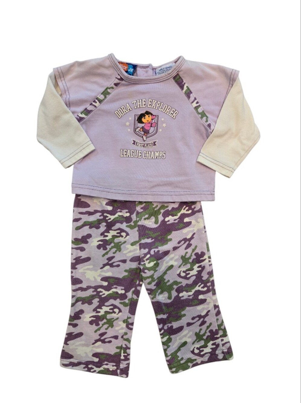 Vintage Y2k NICK JR. Dora the Explorer Purple Camo Two-Piece Set